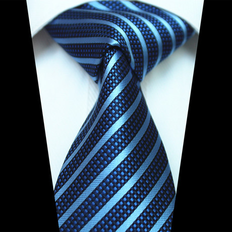 Silk Neck Tie + Gift Box // Striped Blue