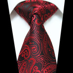 Silk Neck Tie // Red + Black Paisley