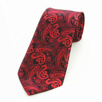 Silk Neck Tie // Red + Black Paisley