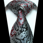 Silk Neck Tie // Black + Red Paisley