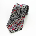 Silk Neck Tie // Black + Red Paisley