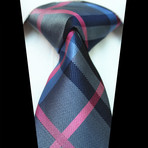 Silk Neck Tie // Blue + Pink Check