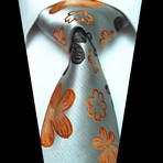 Silk Neck Tie // Gray+ Orange Floral