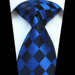 Silk Neck Tie + Gift Box // Black + Blue Checkers