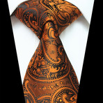 Silk Neck Tie // Metallic Orange Paisley
