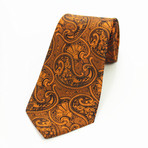 Silk Neck Tie // Metallic Orange Paisley