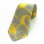 Silk Neck Tie // Yellow + Gray Paisley