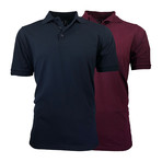 2-Pack Pique Polo // Navy + Burgundy (S)