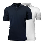 2-Pack Pique Polo // White + Navy (L)