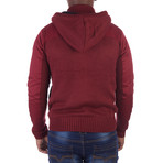 Full Zip Knit Sweater // Burgundy (2XL)