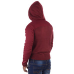 Full Zip Knit Sweater // Burgundy (2XL)