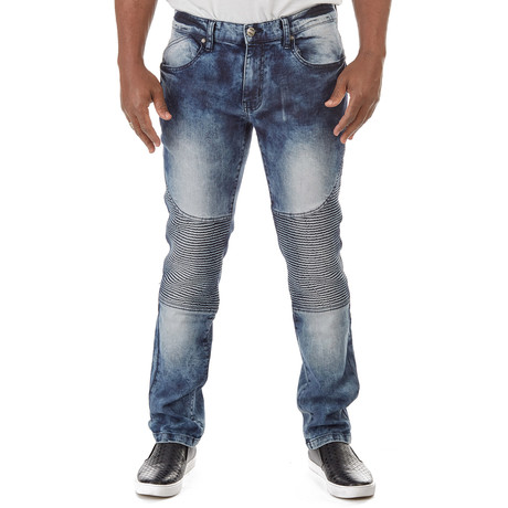 Stretch Moto Jeans // Medium Blue (30WX30L)