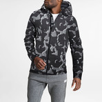 Fitted Zip-Up Hoodie // Gray Camo (XL)