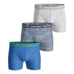 Essential Boxer Shorts // Set Of 3 // Teal + White + Cobalt (S)