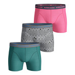 Essential Boxer Shorts // Set Of 3 // Evergreen + Gray + Pink (S)