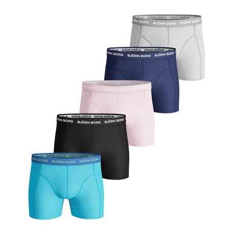 Seasonal Solids Boxer Shorts // Set Of 5 // Teal + Black + Pink + Navy + Gray (S)