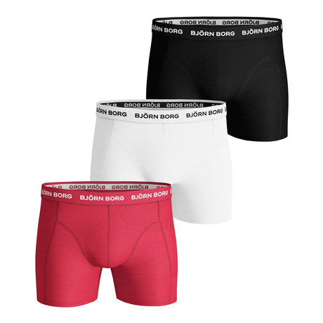 Seasonal Solids Boxer Shorts // Set Of 3 // Red + White + Black (S)