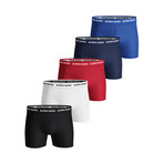 Seasonal Solids Boxer Shorts // Set Of 5 // Black + White + Red + Navy + Cobalt (S)