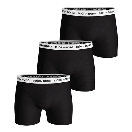 Essential Solids Boxer Shorts // Set Of 3 // Black (S)