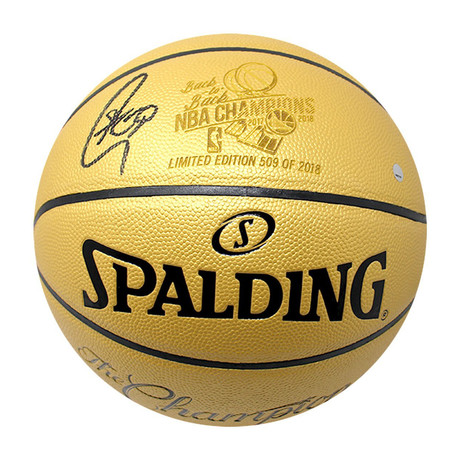 Signed Golden State Warriors Champions Engraved Basketball // Stephen Curry