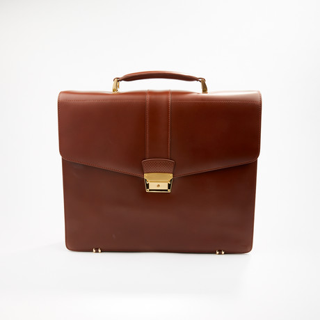 Leather Top Carry Handle Brief // Brown