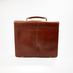 Leather Top Carry Handle Brief // Brown