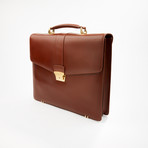 Leather Top Carry Handle Brief // Brown