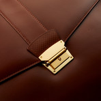 Leather Top Carry Handle Brief // Brown