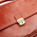 Leather Gusset Briefcase // Cognac