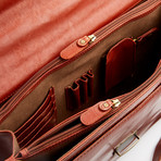 Leather Gusset Briefcase // Cognac