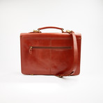 Leather Gusset Briefcase // Cognac