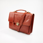 Leather Gusset Briefcase // Cognac