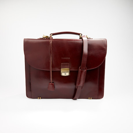 Leather Gusset Briefcase // Brown