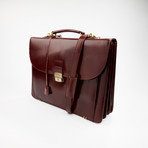 Leather Gusset Briefcase // Brown