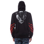 Leopard Zip-Up Hoodie // Black (XXS)