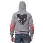 Leopard Zip-Up Hoodie // Grey Melange (XXS)