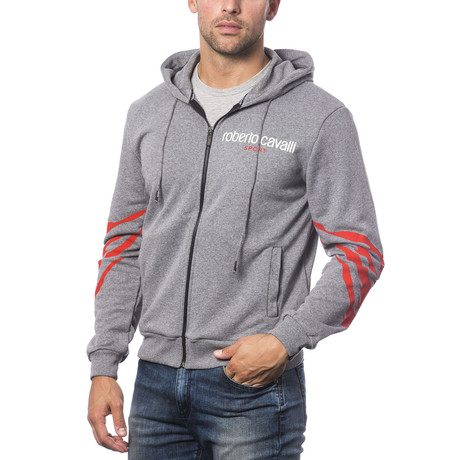 Leopard Zip-Up Hoodie // Grey Melange (XXS)