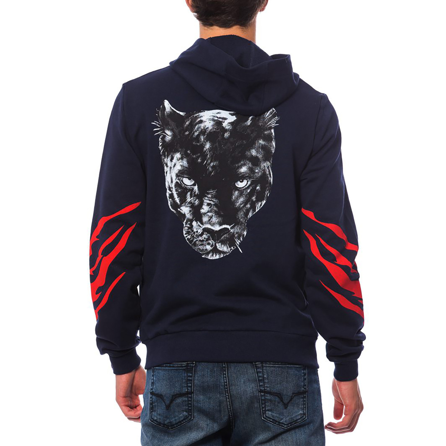 Leopard Zip-Up Hoodie // Dark Navy (XXS) - Roberto Cavalli - Touch of ...