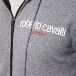 Leopard Zip-Up Hoodie // Grey Melange (XXS)