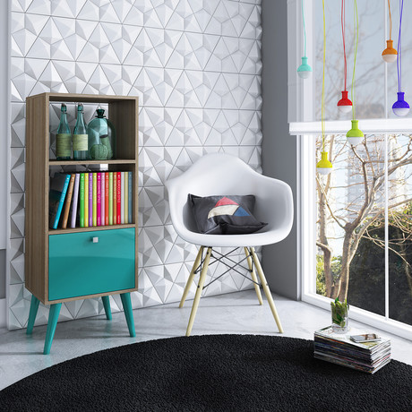 Cypress Double Bookcase (Oak + Stamp)