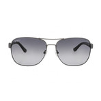 Men's Aviator Wrap Sunglasses // Dark Gunmetal + Grey Gradient