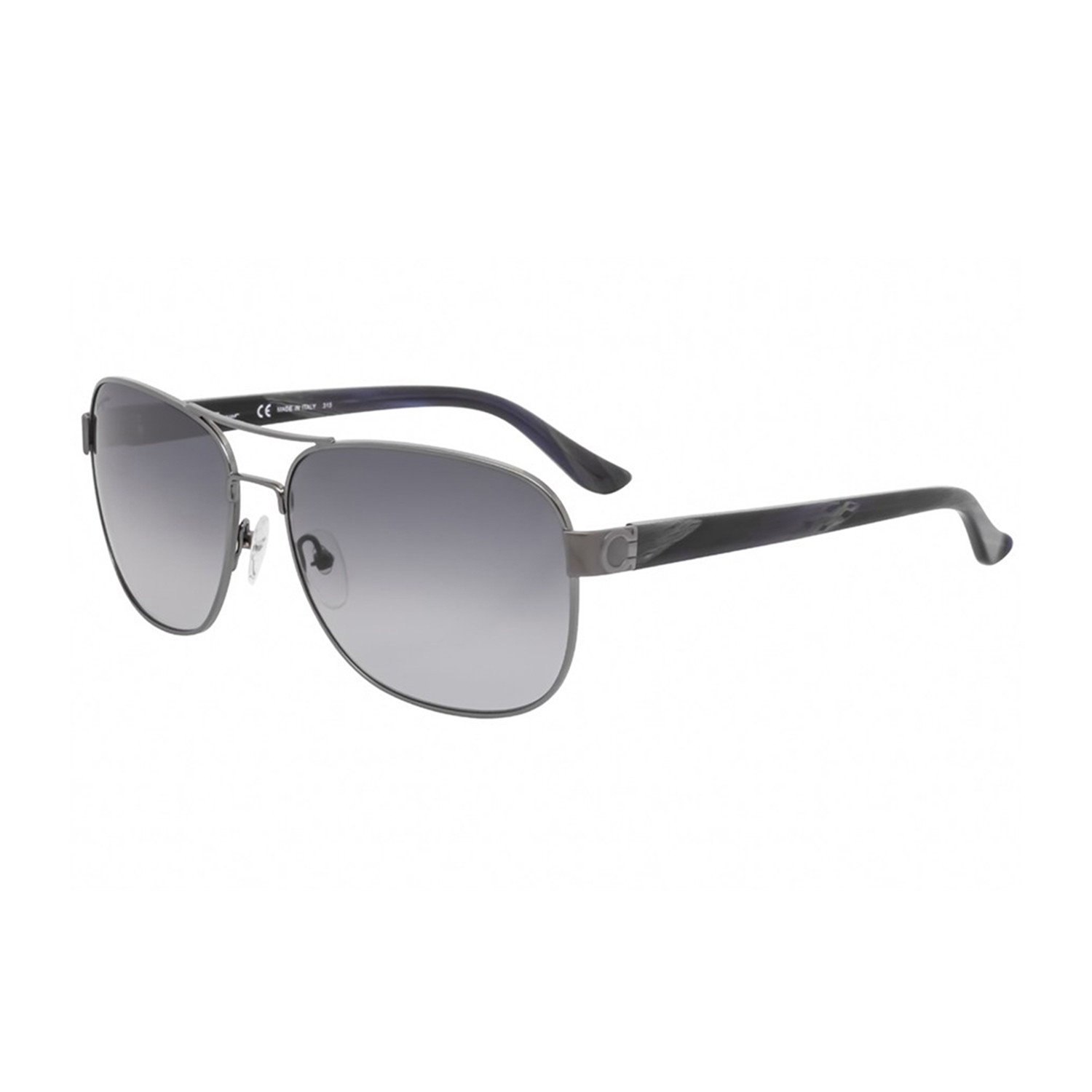 Men's Aviator Wrap Sunglasses // Dark Gunmetal + Grey Gradient ...