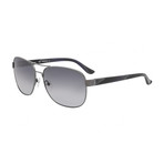 Men's Aviator Wrap Sunglasses // Dark Gunmetal + Grey Gradient