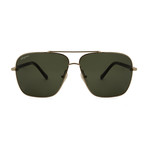 Ferragamo // Men's Navigator Sunglasses // Gold + Green