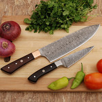 Damascus Chef Knife + Pairing Knife Set // 2 Piece Set