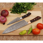 Damascus Chef Knife + Pairing Knife Set // 2 Piece Set