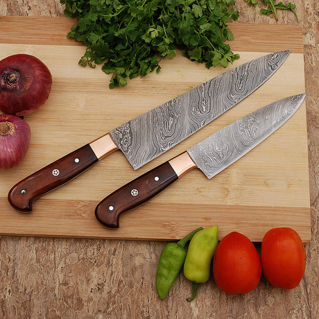Damascus Chef Knife // 2 Piece Set