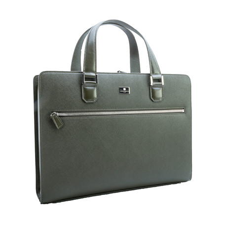 Neoclassico Saffiano City Large Briefcase // Green