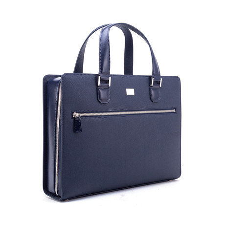 Neoclassico Saffiano City Large Briefcase // Navy