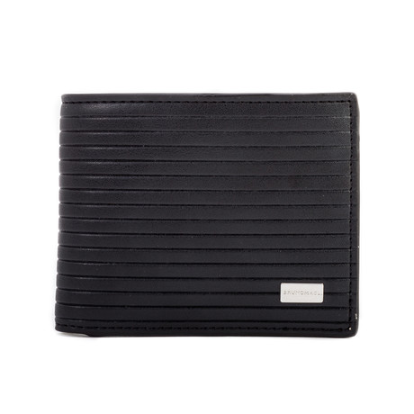 Stamped Stripe Leather Wallet // Black